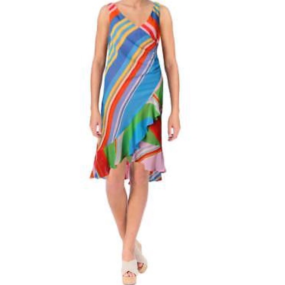 multi coloured wrap dress